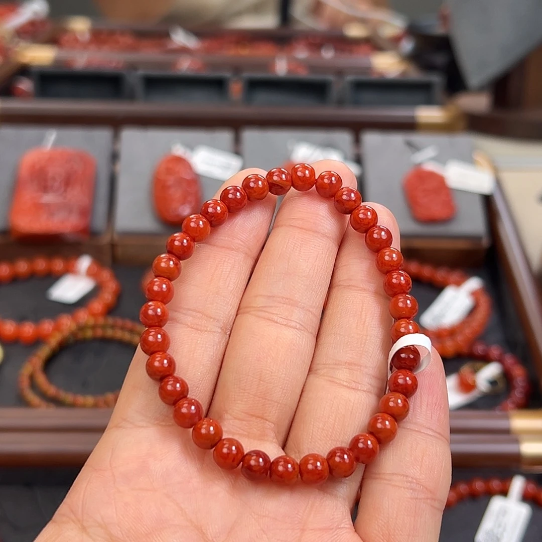南红玛瑙未镶嵌手串6mm原矿