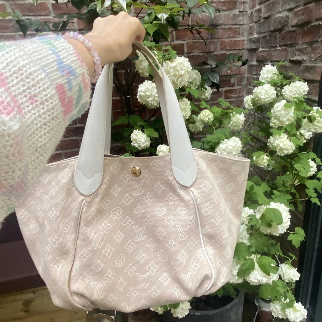 95新 LouisVuitton/路易威登 大吉中古ff/LV丹宁帆布老花子母沙滩