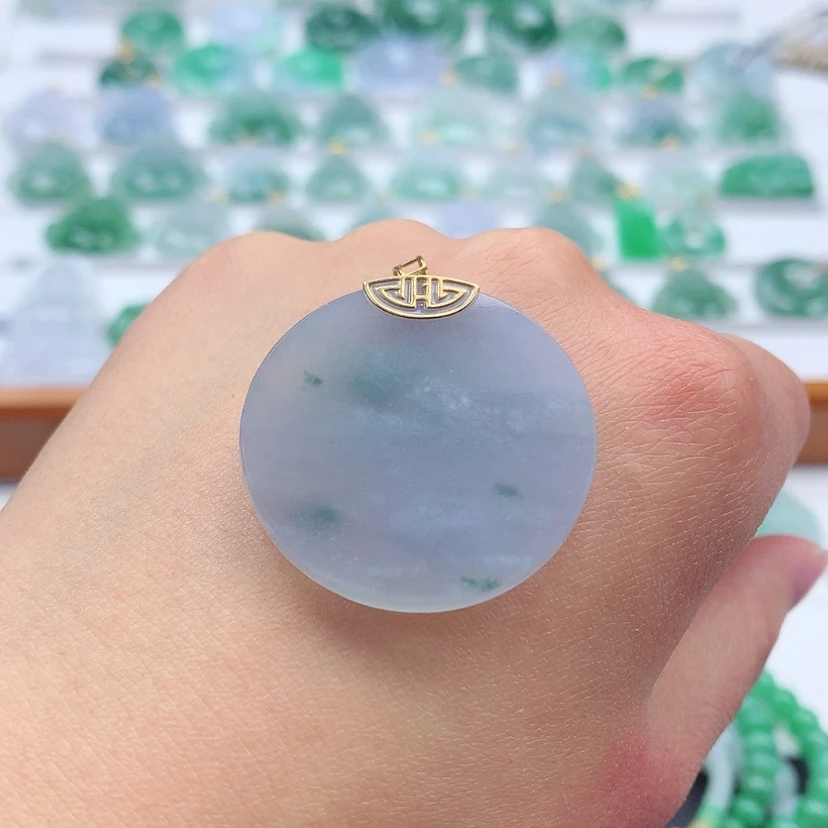 【闪购商品】翡翠吊坠(赠链)18K金镶嵌