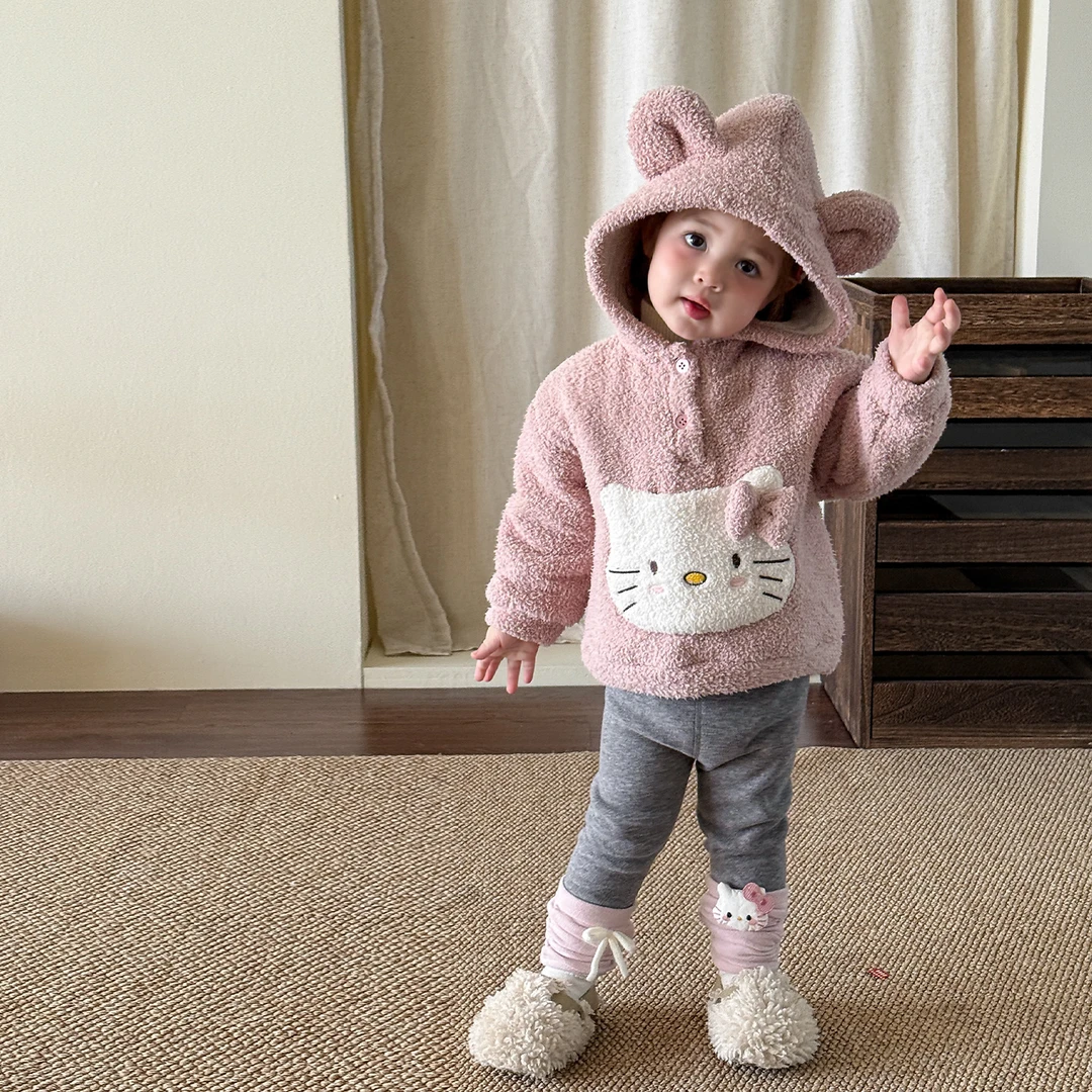 D5795女童卫衣连帽衫冬装新款加绒加厚儿童上衣超好看婴儿宝宝