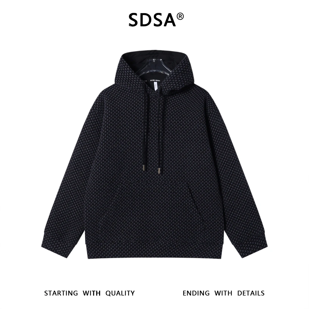 SDSA男士秋冬新款痞帅男装潮流情侣宽松连帽卫衣撞色绒毛设计百搭