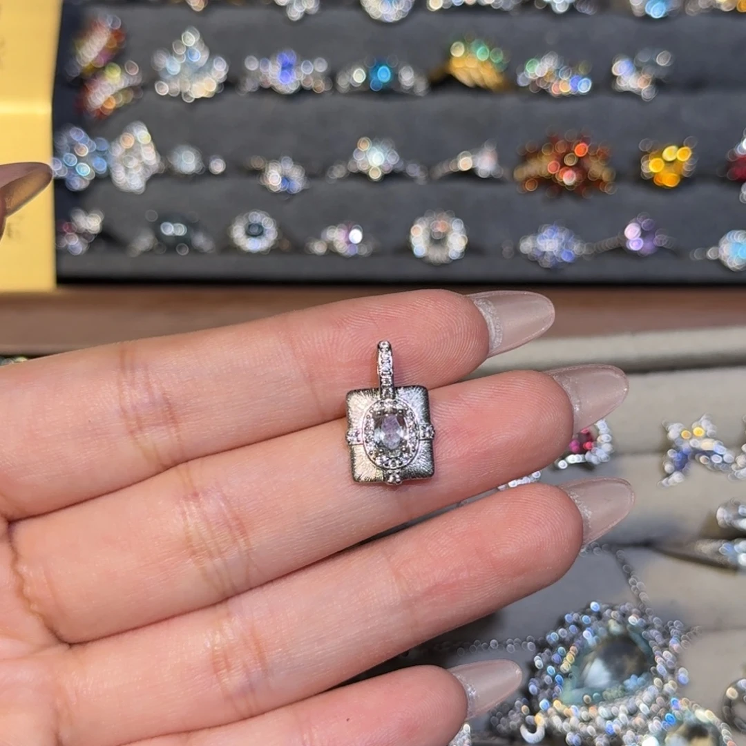 海蓝宝石吊坠(不含链)银S925镶嵌