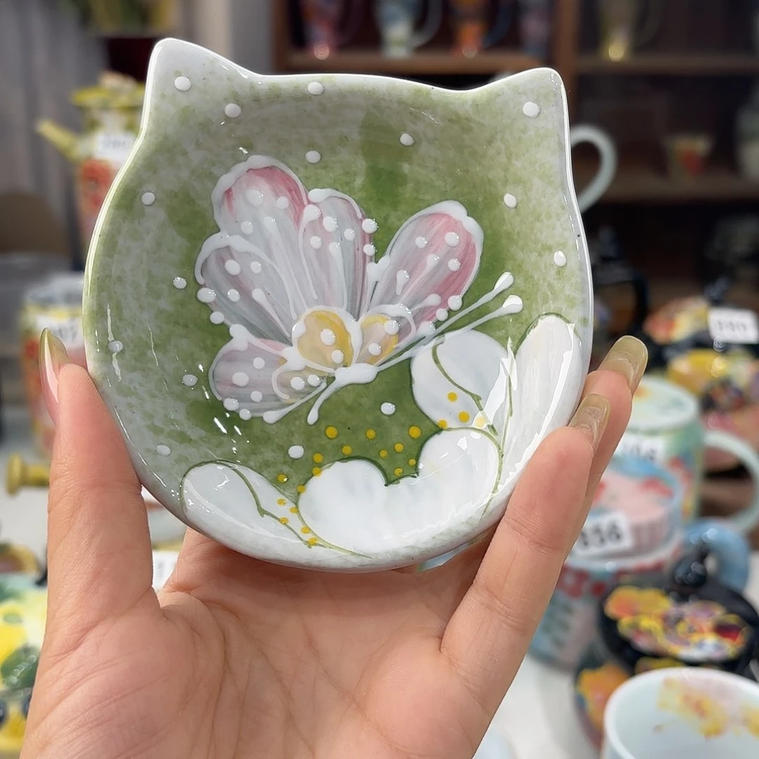 猫***猫景德镇手绘高温釉下彩陶瓷茶具