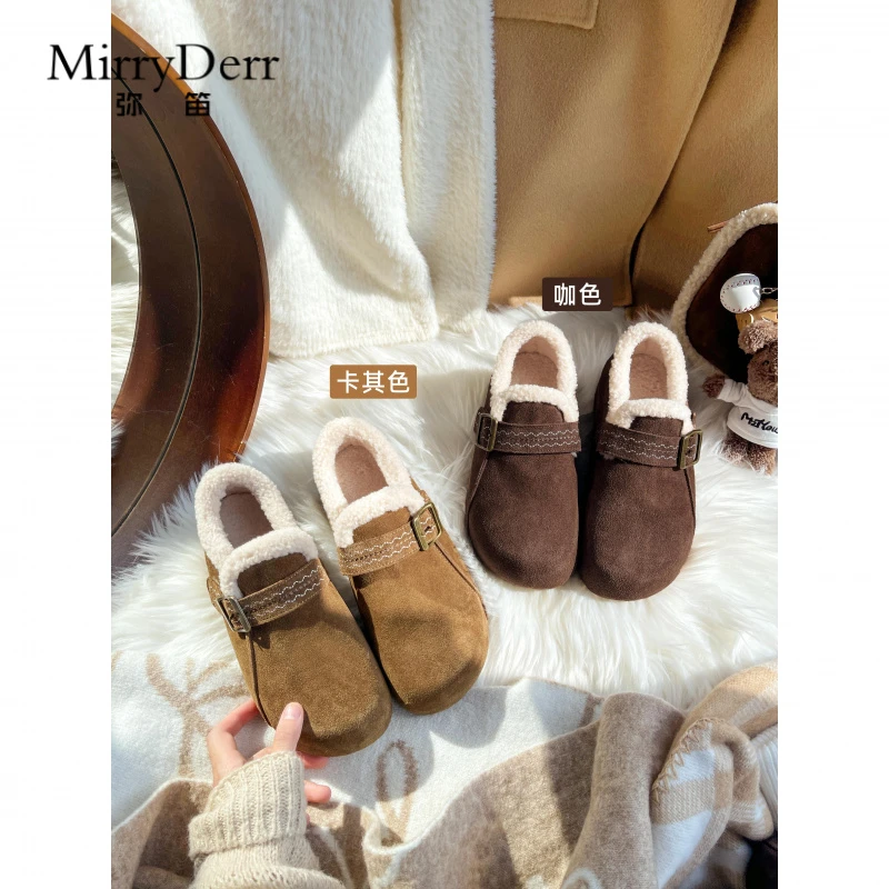 厚底加绒勃肯鞋女2025新款冬季加厚保暖雪地靴复古防滑一脚蹬棉鞋