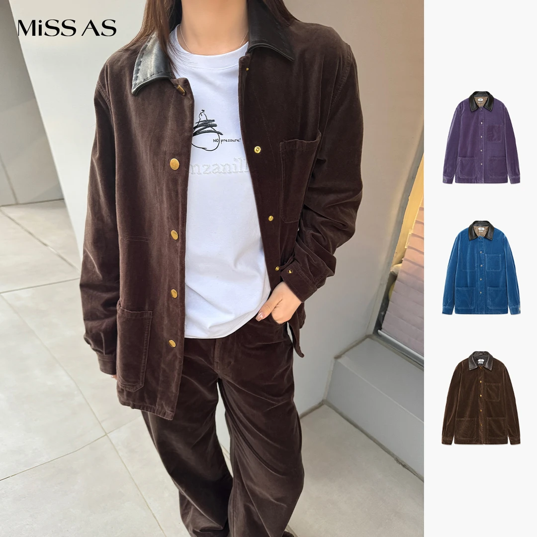 【IMMI】水洗平绒拼皮翻领多口袋夹克长袖外套25秋冬MISSAS买手店