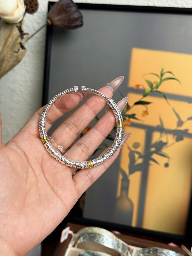 足银手镯 足银999.9 开口腰缠万贯手镯 S269