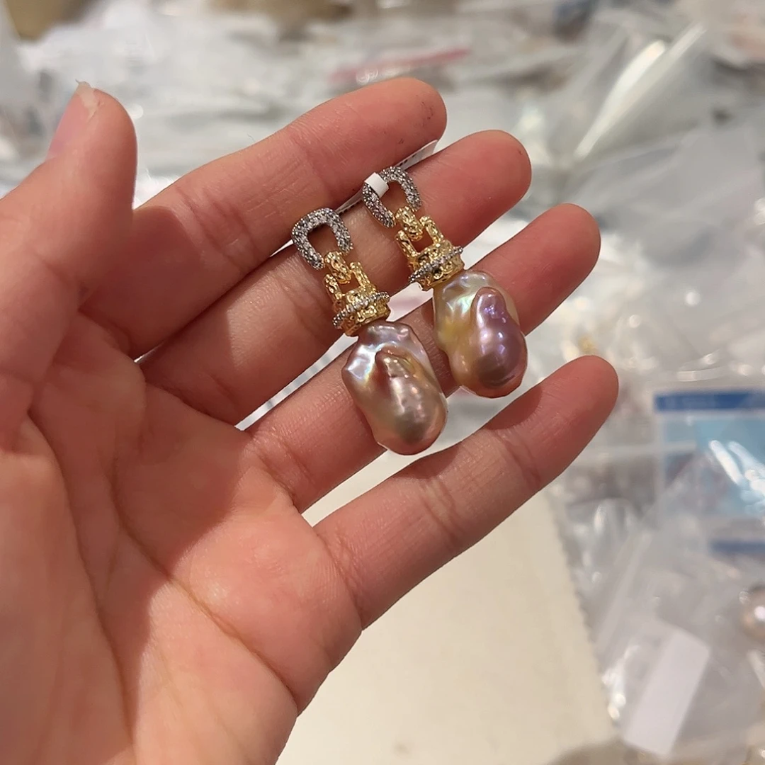 淡水珍珠耳饰合金