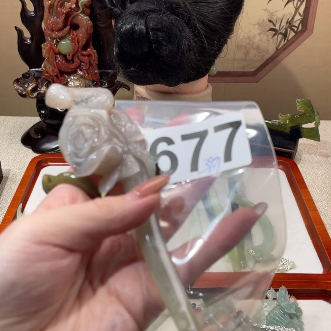 蛇纹石玉发饰未镶嵌小****