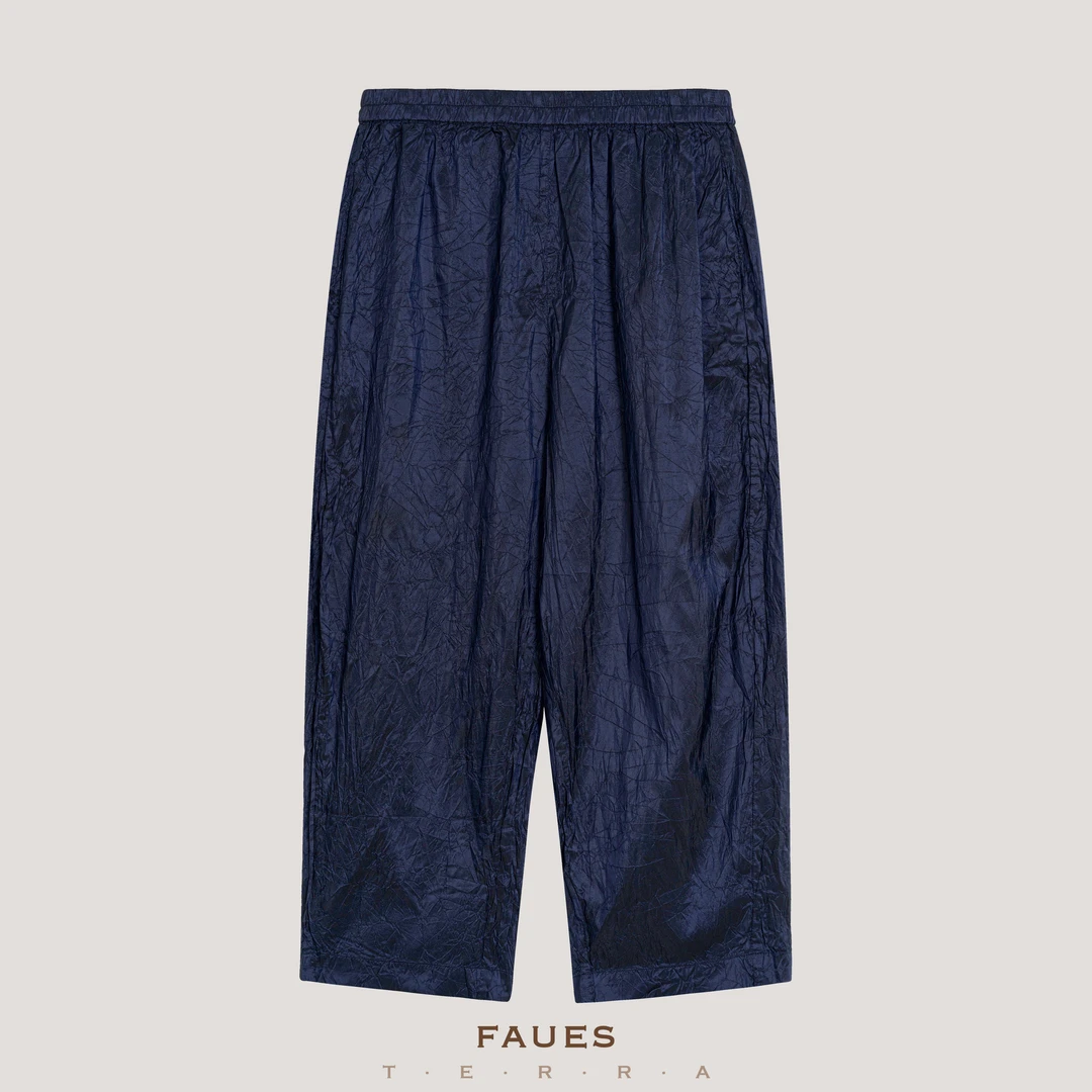 FAUES 风渡光影意Dani*laGre*gis桑蚕丝色织塔夫绸扭皱松紧九分裤