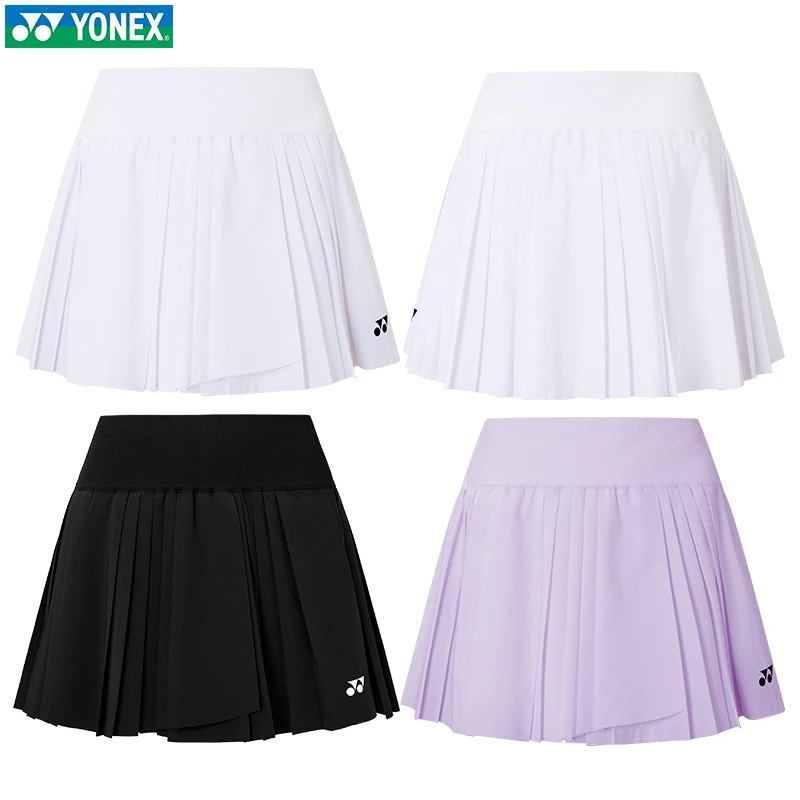 YONEX/尤尼克斯25新款yy女羽毛球服速干百褶短裙比赛训练2202925