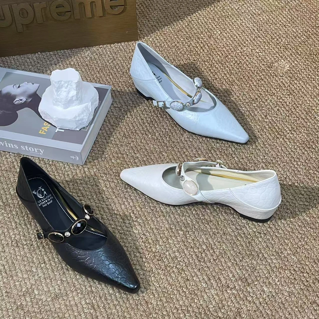 1183【白色】小众复古设计感法式女鞋春夏季尖头新款C【内增高5cm】