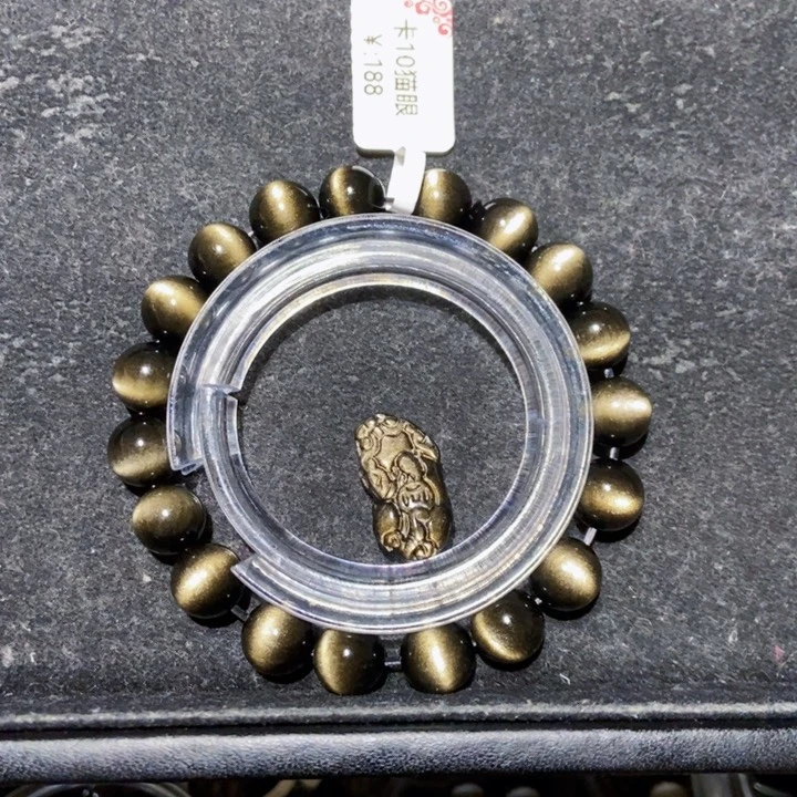 黑曜岩手串未镶嵌可***冰