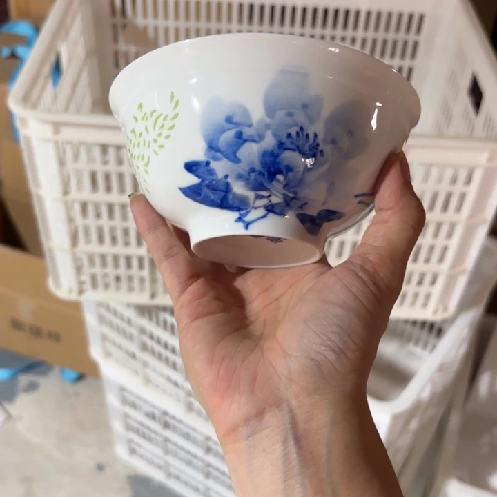 青瓷景德镇陶瓷米饭碗两只微瑕