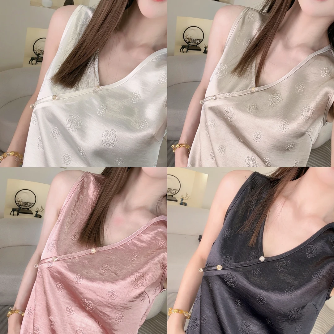 【山茶花背心】夏季新中式重工气质百搭时尚背心上衣通勤外穿25-99