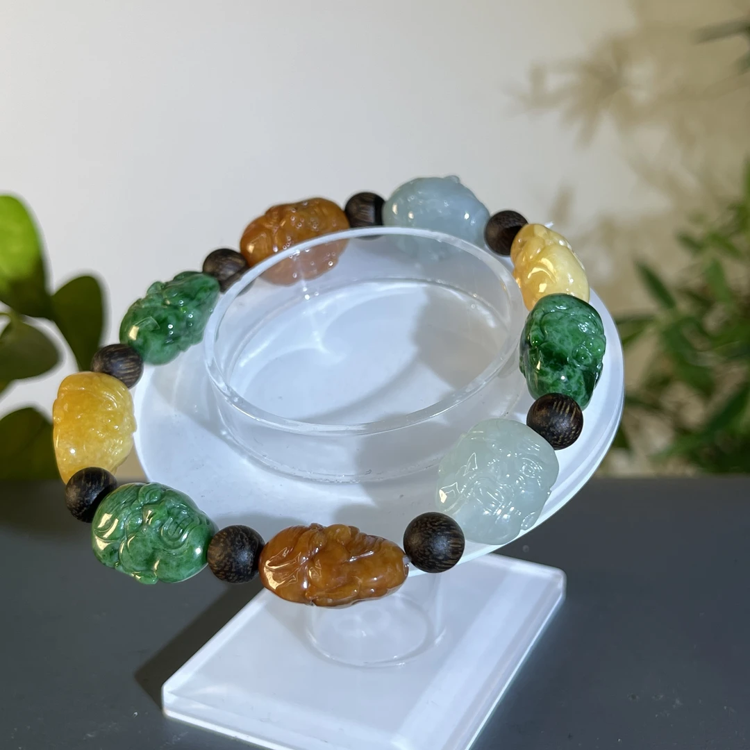 JXA10-142  天然缅甸翡翠A货 翡翠手串（含配饰）