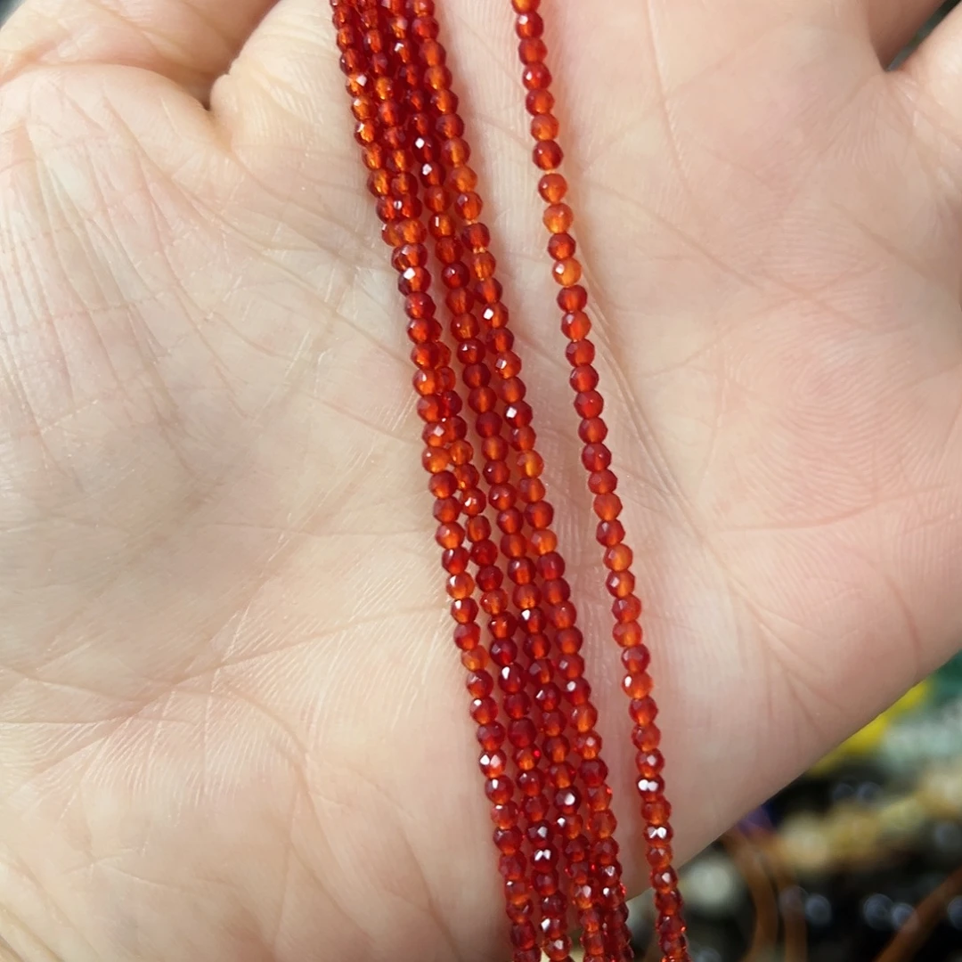玛瑙/玉髓合金珠宝半成品，卡2切面橙石榴石3条