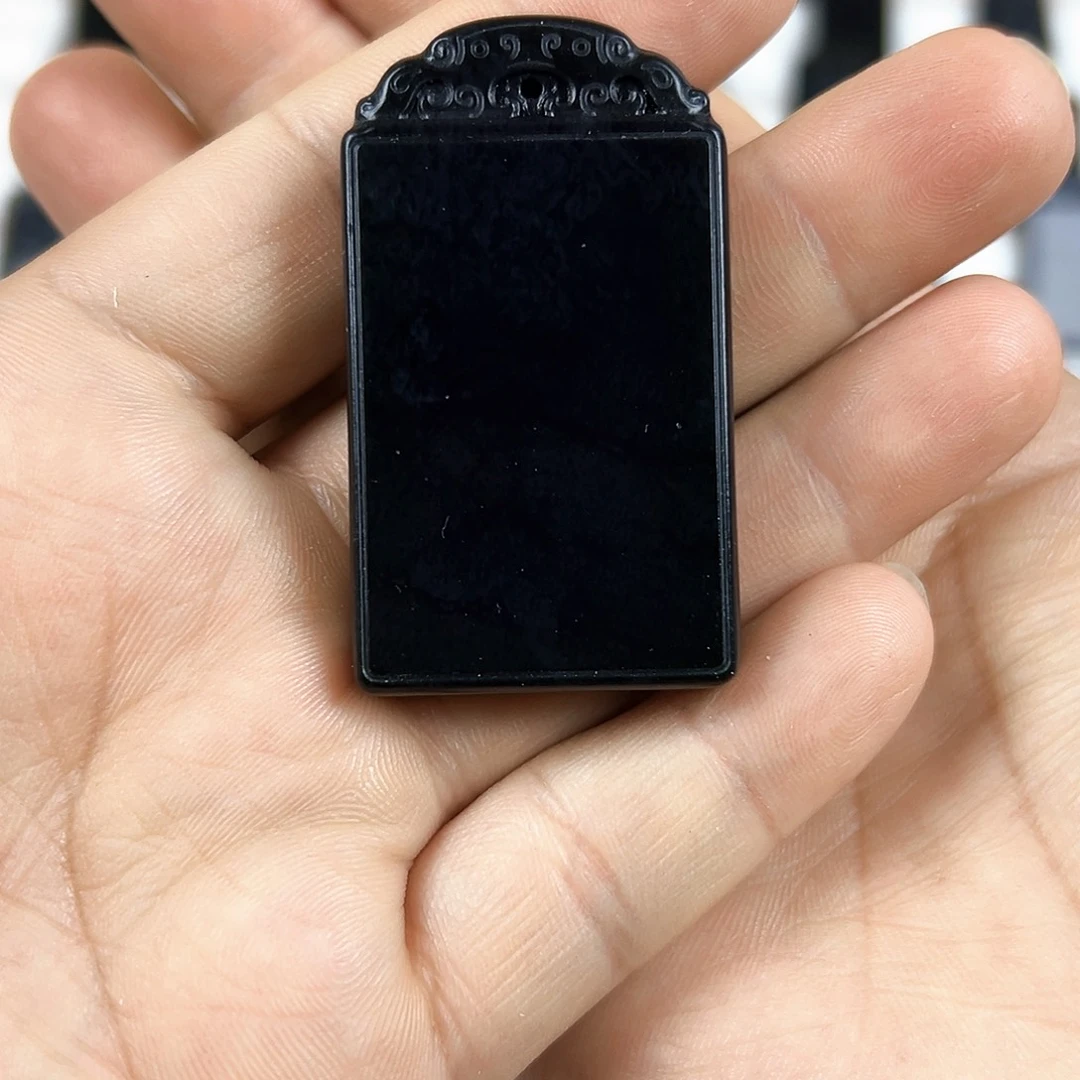 和田玉（墨玉）未镶嵌吊坠(不含链)入门级平安无事牌墨玉