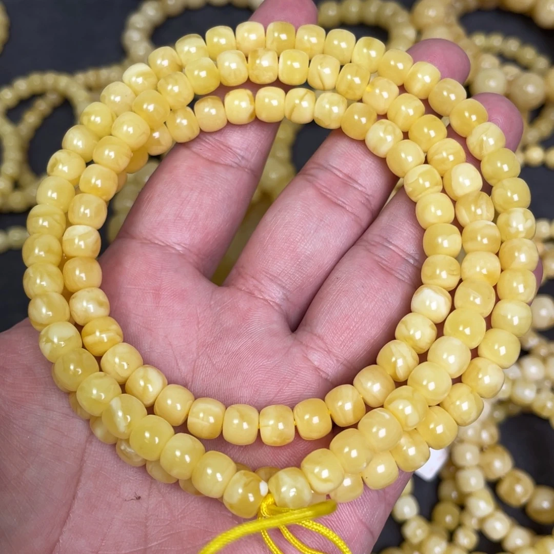 蜜蜡未镶嵌裸石蜜蜡佛珠7.6mm