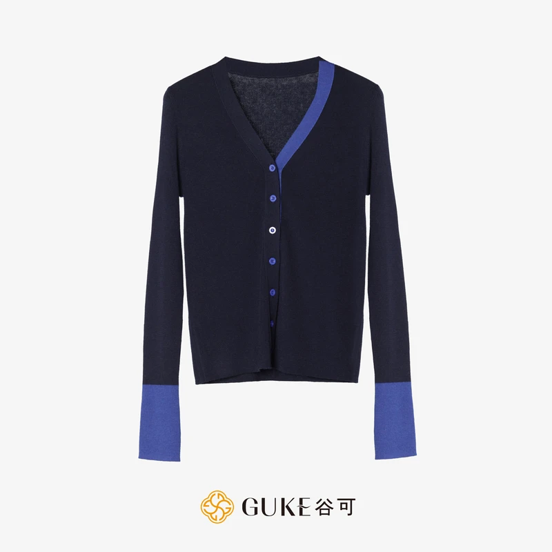 GKE/谷可MS6027绵羊毛开衫上衣外套秋冬新款百搭修身打底毛衣女