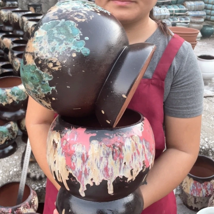 紫砂花盆口17高21瑕疵瑕疵