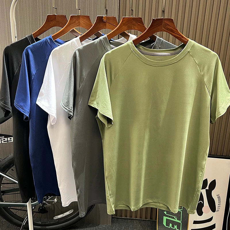 男士速干T恤弹力时尚运动休闲百搭清凉排汗T恤健身纯色圆领薄款
