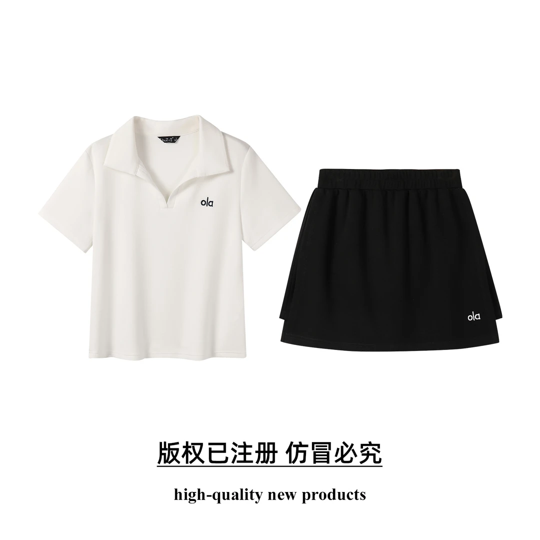 【奢姿】大码女装2025夏季减龄字母绣花POLO领两件套胖妹妹裙裤套装