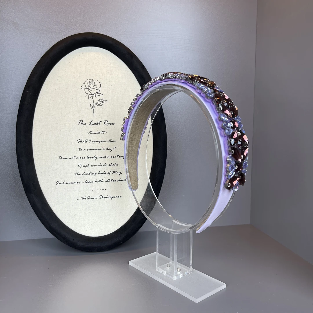 V09春夏款优雅贵气发箍 欧美巴洛克镶彩紫色水钻发箍