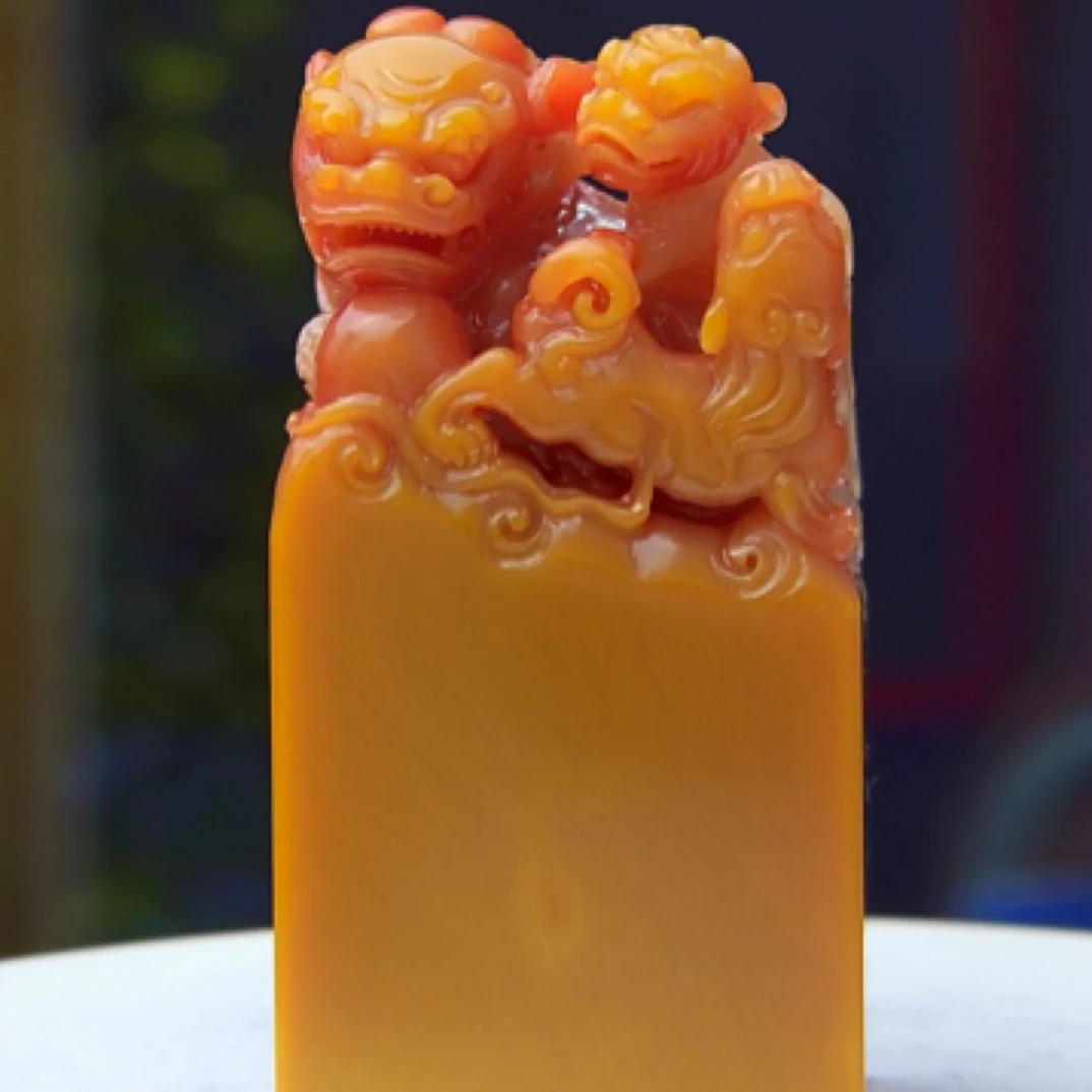 寿山石印章，太狮少狮