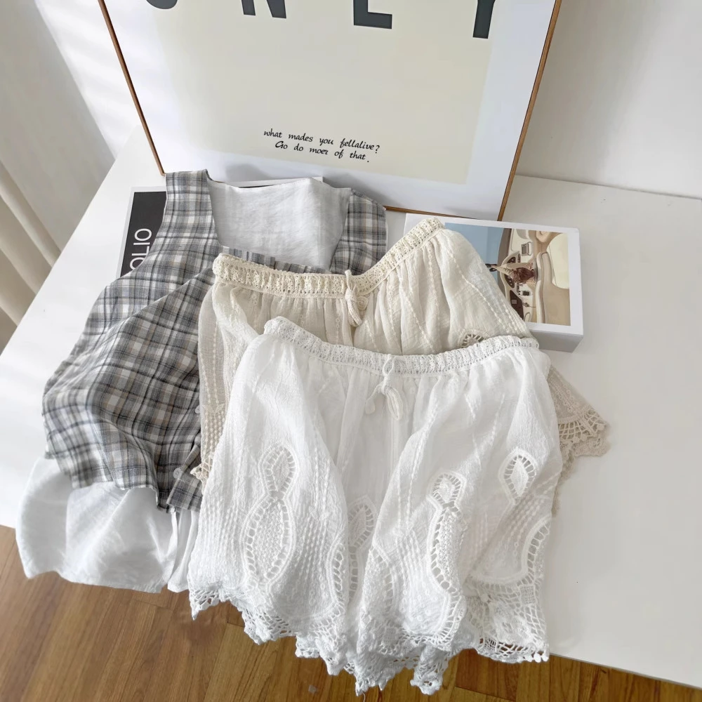 新款刺绣蕾丝花边棉感宽松薄款防走光女夏天安全裤打底短裤休闲裤