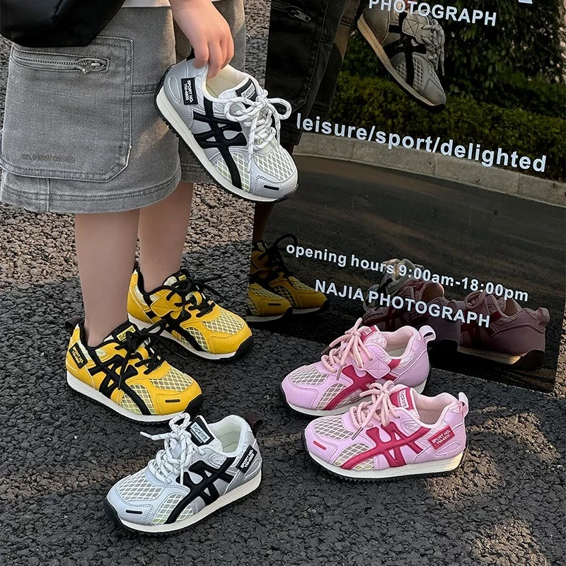 男童网面透气运动鞋2025儿童高街6-12岁潮款女童机能暴走小孩鞋子