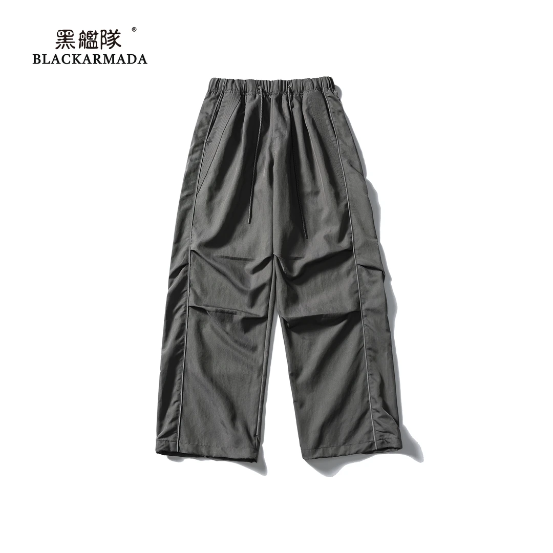 黑舰队户外机能工装长裤高街潮流百搭反光直筒宽松伞兵裤LK1336