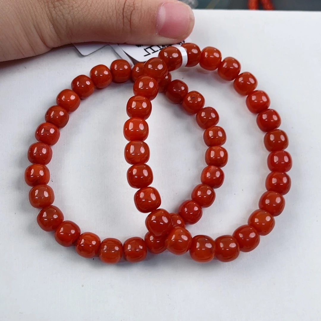 手串未镶嵌南红玛瑙瓦西柿子红老型8mm（多样式发其一）