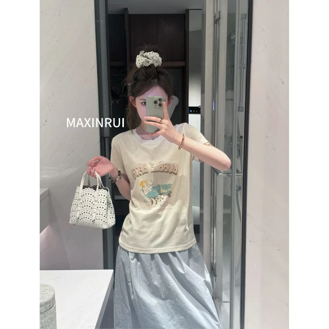 MAXINRUI 夏季时尚百搭卡通减龄短袖上衣RRT25107