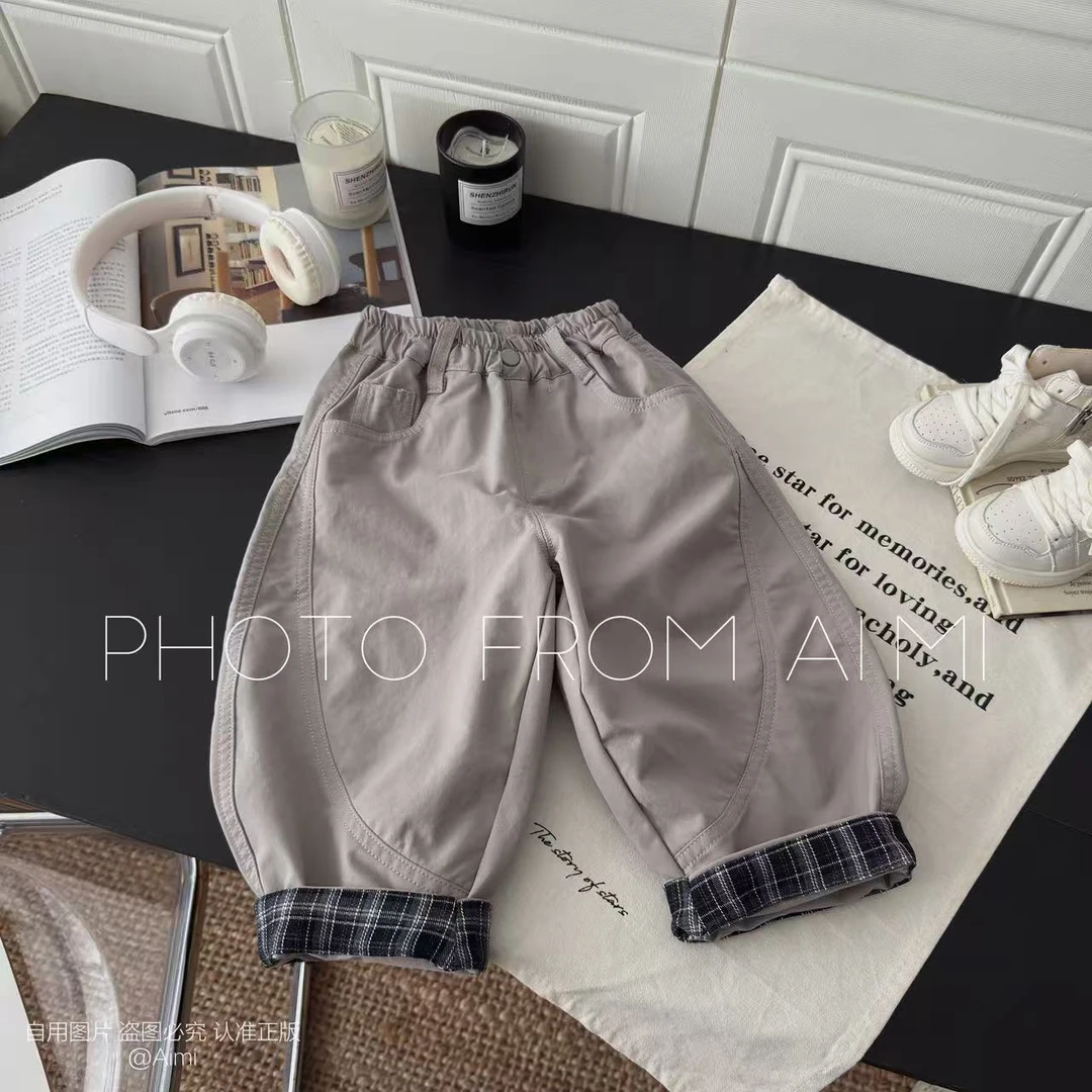 儿童秋款休闲裤新款男童纯棉长裤中小童百搭宝宝时尚纯色直筒裤潮