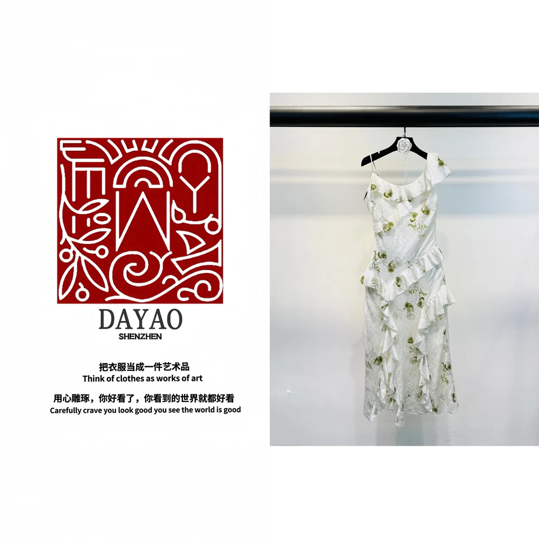 「DAYAO」25s好看淑女吊带性感植物花卉女装婚纱气质长裙WYS25150