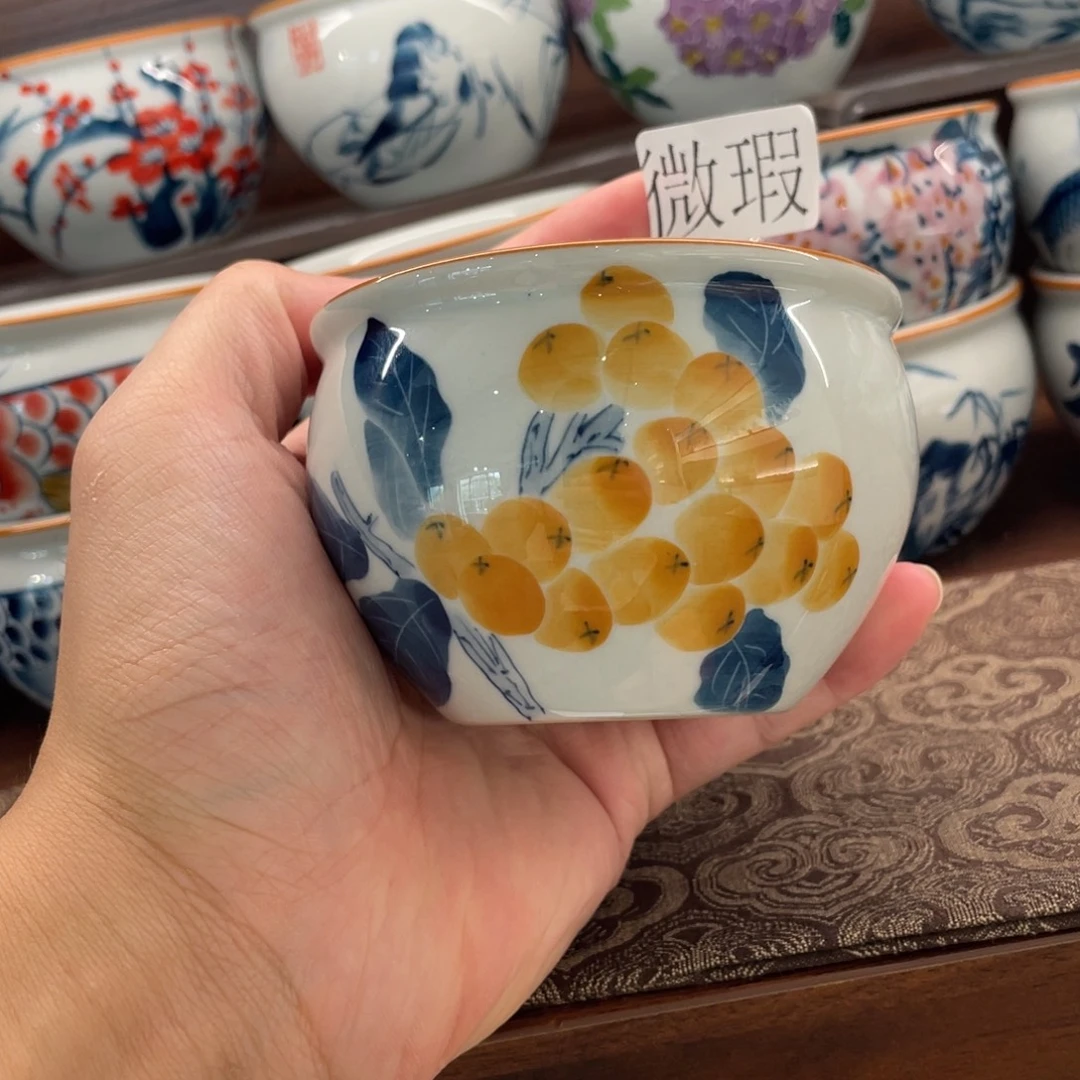 釉下手绘茶具微瑕