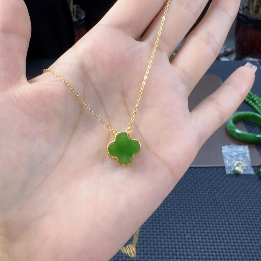 和田玉（碧玉）银S925镶嵌颈饰