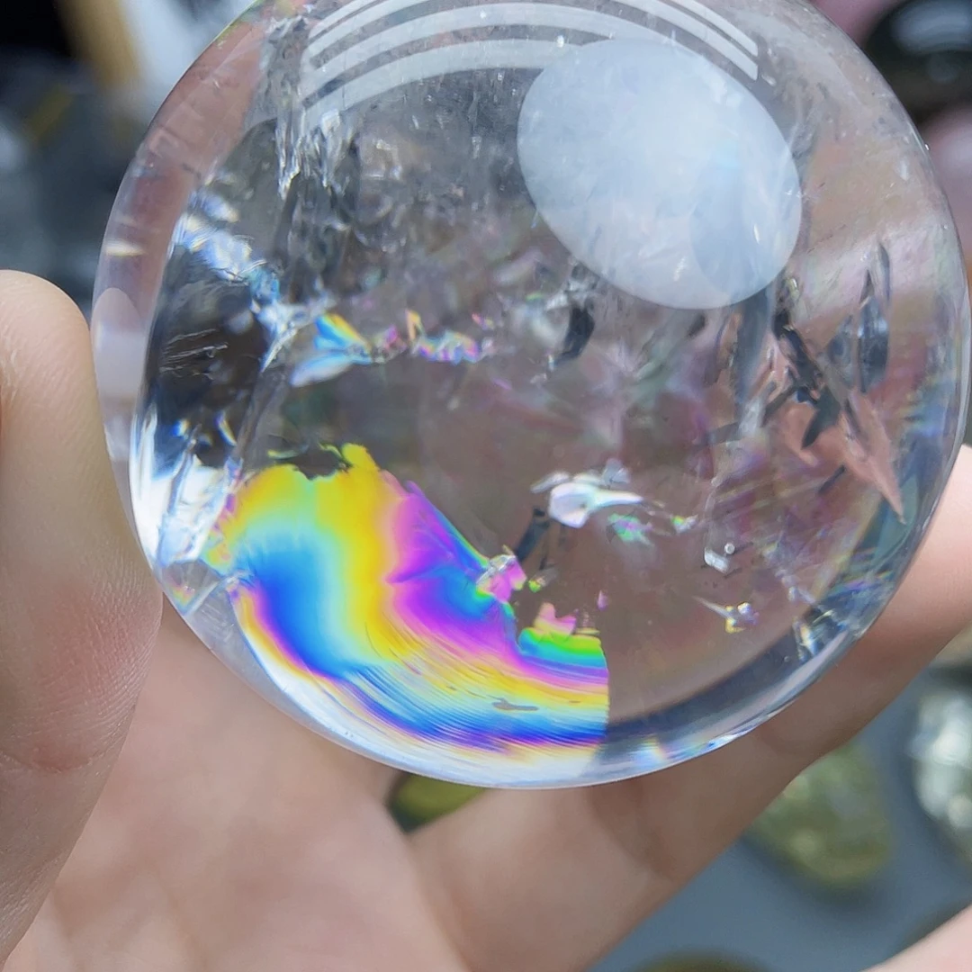 未镶嵌珠宝半成品水晶天然水晶暴彩55.6mm