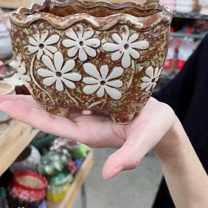 有孔.凑单10元陶瓷花盆发货！