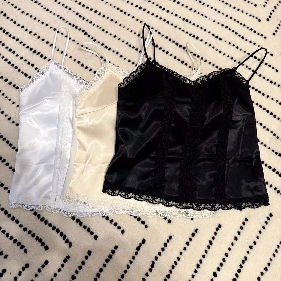 性感风法式少女风中国风背心吊带夏季百搭外穿蕾丝女装拼接