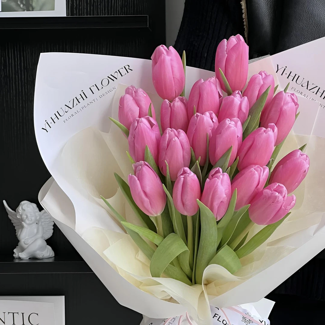 【新粉】粉郁金香鲜花东北鲜花基地直发顺丰包邮办公室简单点缀