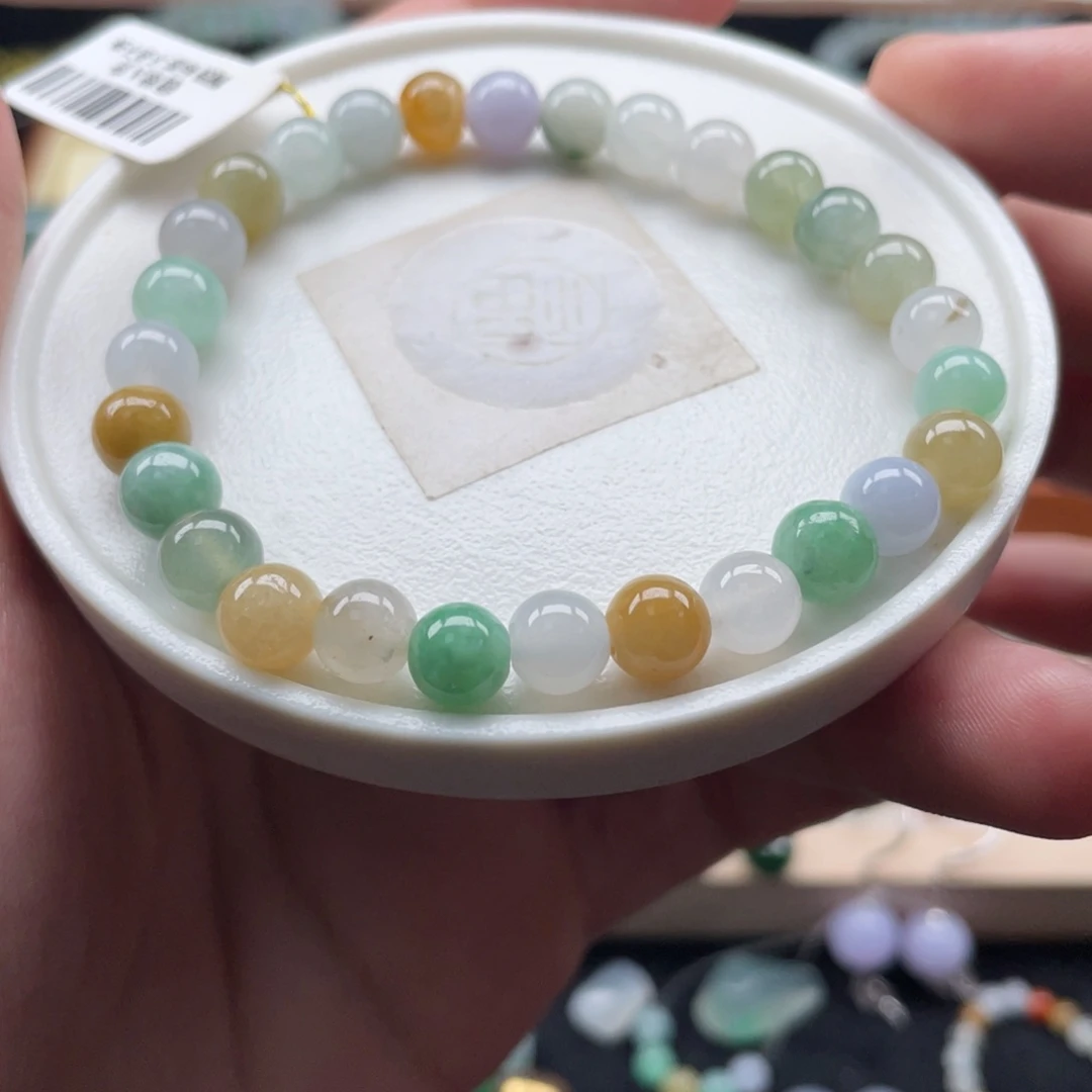 翡翠散珠天然翡翠 多宝手串6.8mm