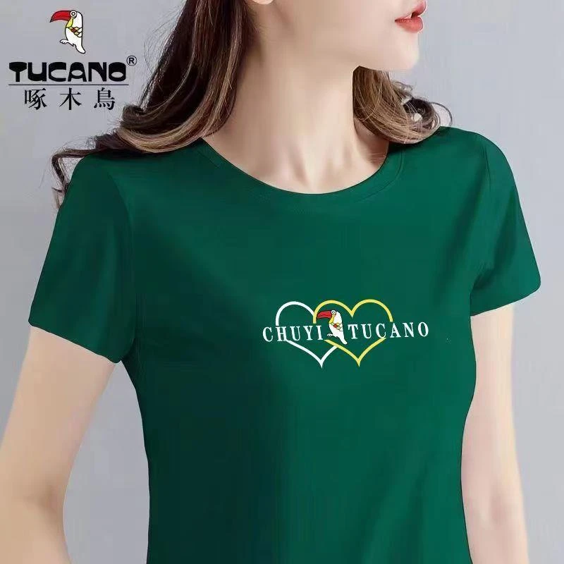 啄木鸟正品短袖T恤2025年新款初夏中年妈妈减龄遮肉显瘦打底衫潮