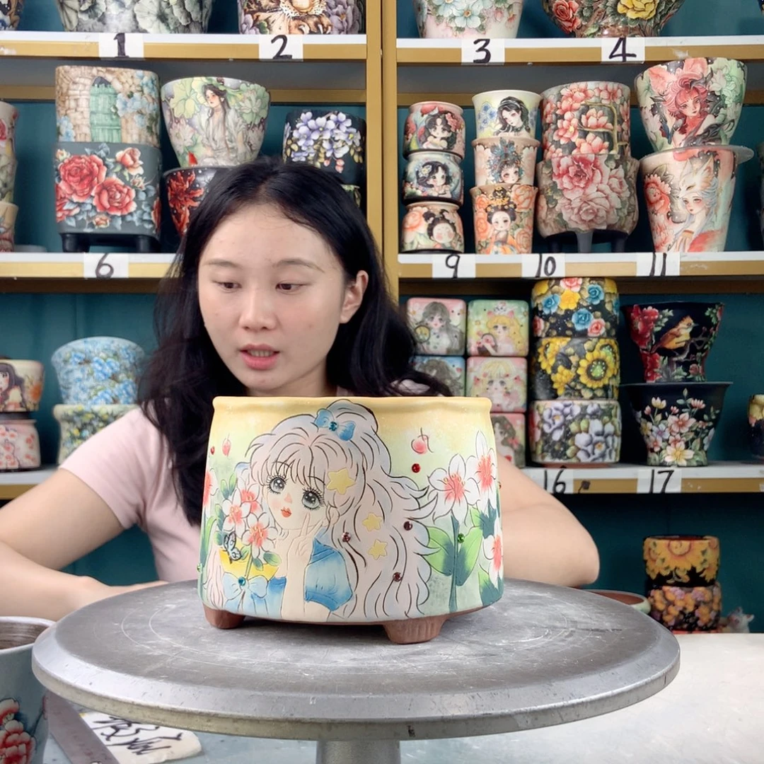 景德镇手工花盆932