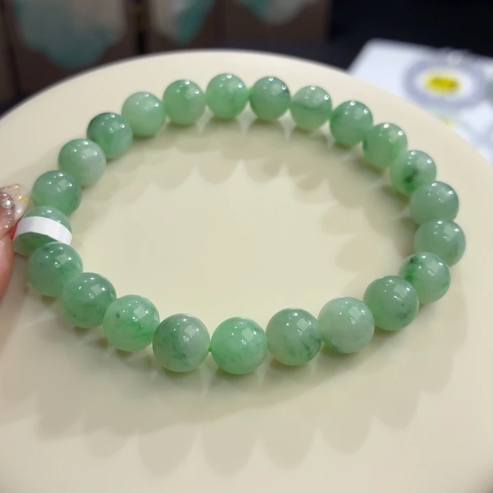 翡翠未镶嵌手链冰胶绿飘卡8.4