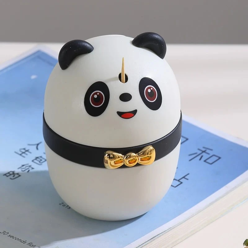 Z新款熊猫牙签筒按压式自动弹出牙签盒家用卡通饭店牙签罐牙签桶G