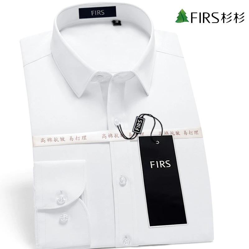 杉杉春秋季纯白色免烫男士长袖抗皱衬衫修身男装白衬衫中青年衬衣