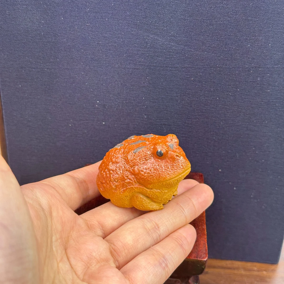 宜兴原矿紫砂角蛙青蛙动物茶宠手工可养摆件茶玩茶道茶桌雕塑