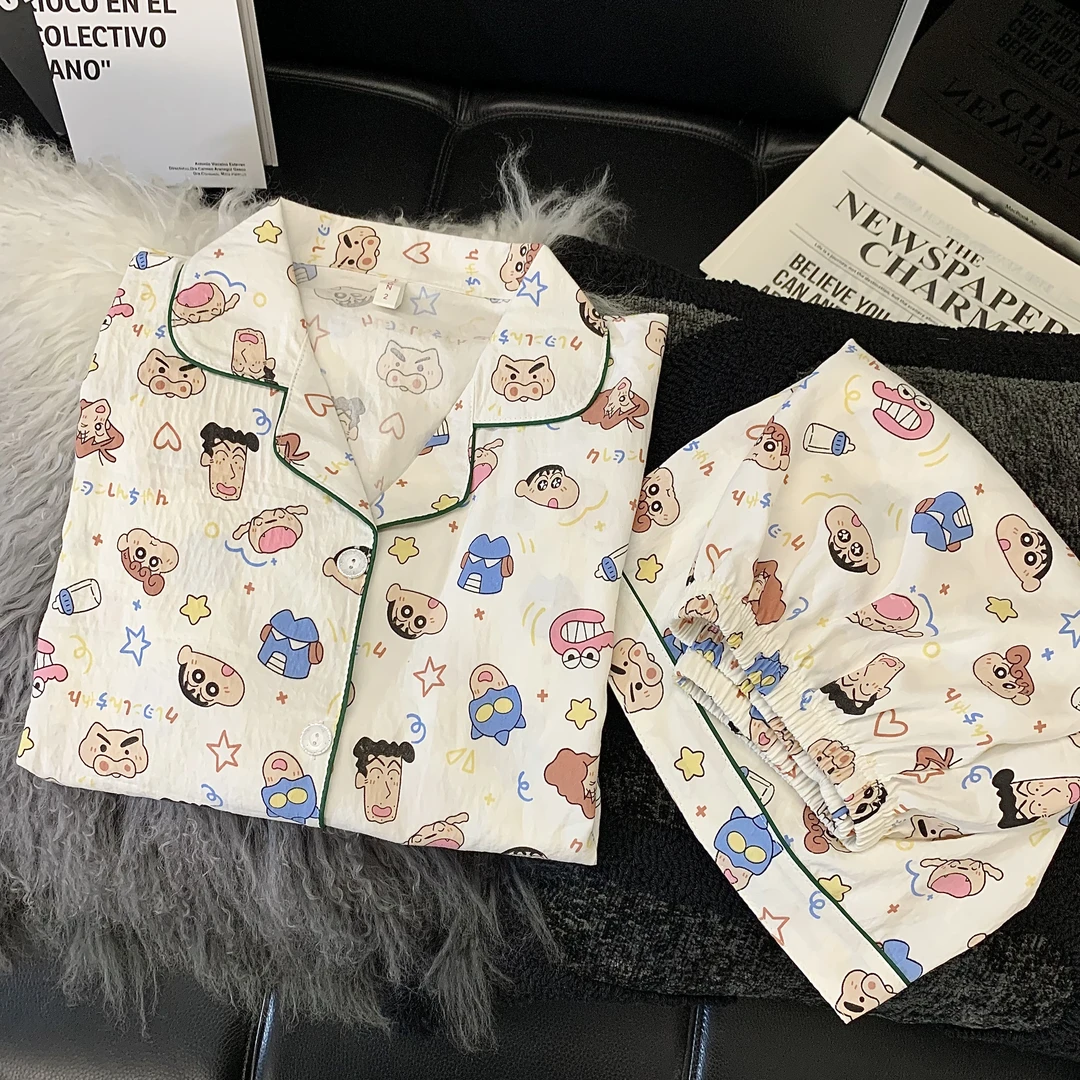 【动感小新】夏季短袖短裤云朵绵韩版ins校园风卡通睡衣少女家居服