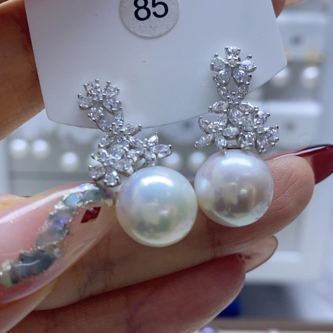 淡水珍珠耳饰银S925镶嵌G****u